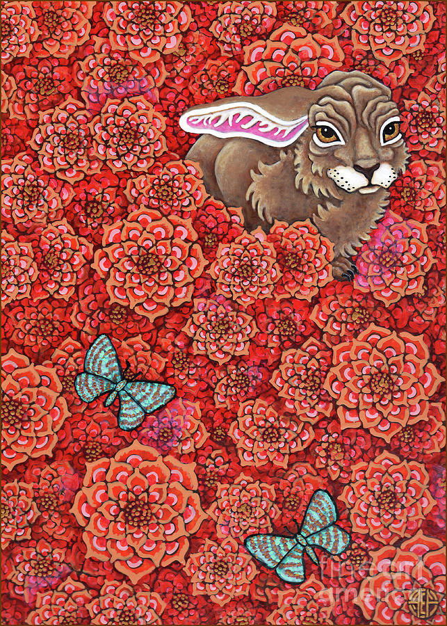 Flowered Hare 7 Painting by Amy E Fraser