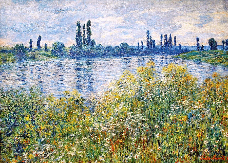 Flowers on the Banks of Seine near Vetheuil, 1880 #1 Painting by Claude ...