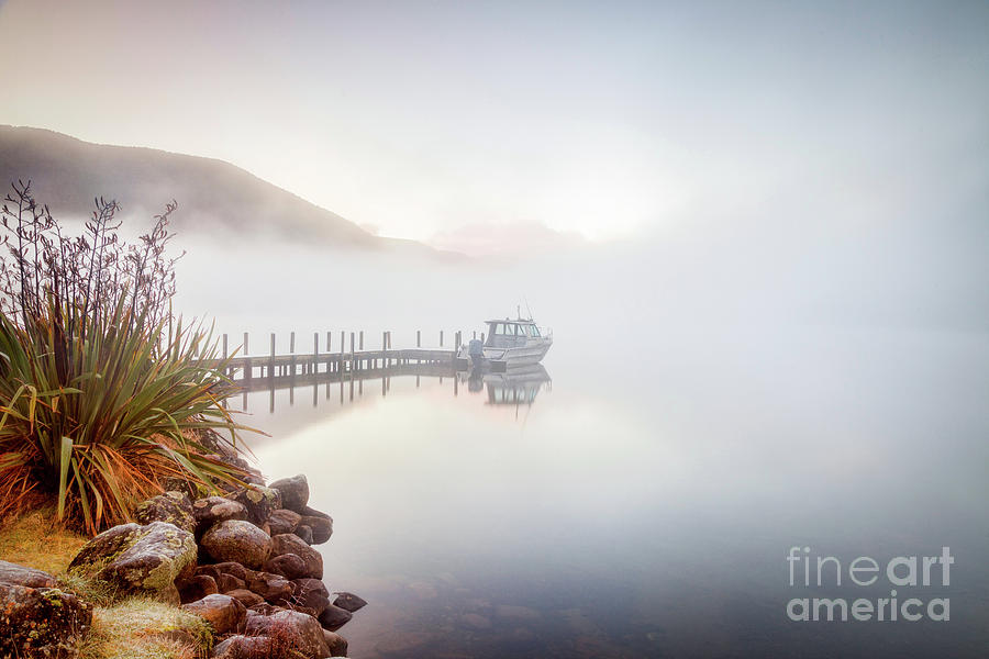 Foggy Winter Morning, Lake Rotoroa, New Zealand #1 Photograph by Colin and Linda McKie