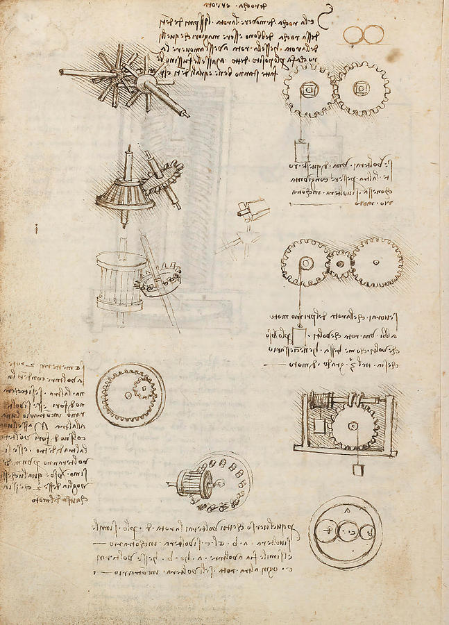 Folio f 15v. Codex Madrid I -Ms. 8937- Treaty of statics and mechanics, 192 folios with 384 pag... #1 Drawing by Album