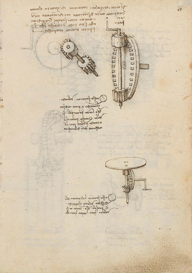 Folio f 17r. Codex Madrid I -Ms. 8937- Treaty of statics and mechanics, 192 folios with 384 pag... #1 Drawing by Album