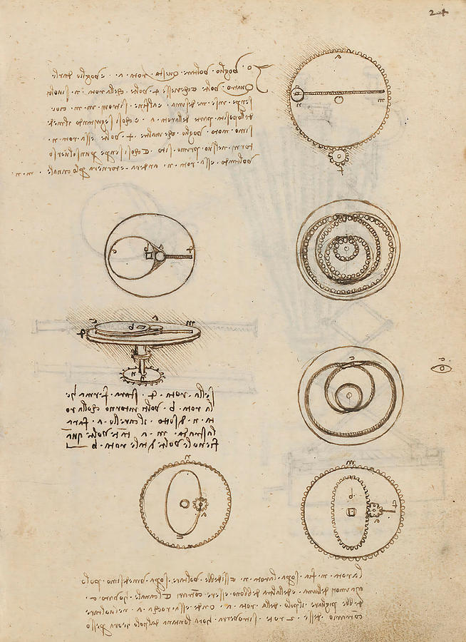 Folio f 24r. Codex Madrid I -Ms. 8937- Treaty of statics and mechanics, 192 folios with 384 pag... #1 Drawing by Album