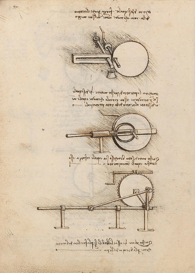 Folio f 28v. Codex Madrid I -Ms. 8937- Treaty of statics and mechanics, 192 folios with 384 pag... #1 Drawing by Album