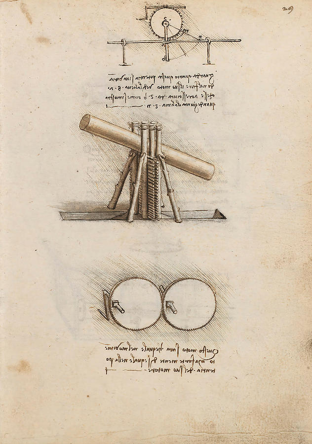 Folio f 29r. Codex Madrid I -Ms. 8937- Treaty of statics and mechanics, 192 folios with 384 pag... #1 Drawing by Album