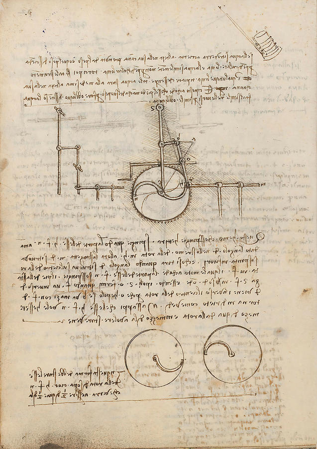 Folio f 32v. Codex Madrid I -Ms. 8937- Treaty of statics and mechanics, 192 folios with 384 pag... #1 Drawing by Album
