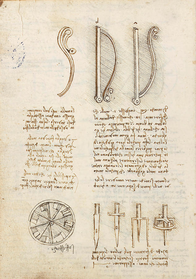Folio f 79v. Codex Madrid I -Ms. 8937- Treaty of statics and mechanics, 192 folios with 384 pag... #1 Drawing by Album