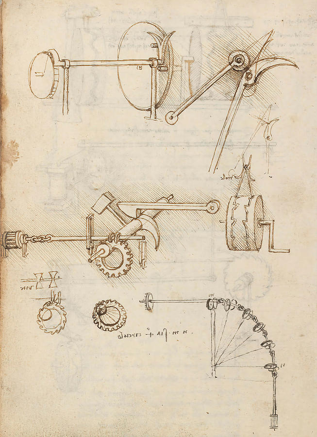 Folio f 8v. Codex Madrid I -Ms. 8937- Treaty of statics and mechanics, 192 folios with 384 page... #1 Drawing by Album