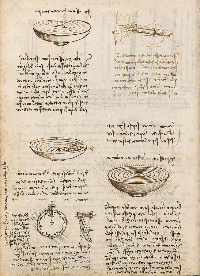Folio f 95v. Codex Madrid I -Ms. 8937- Treaty of statics and mechanics, 192 folios with 384 pag... #1 Drawing by Album