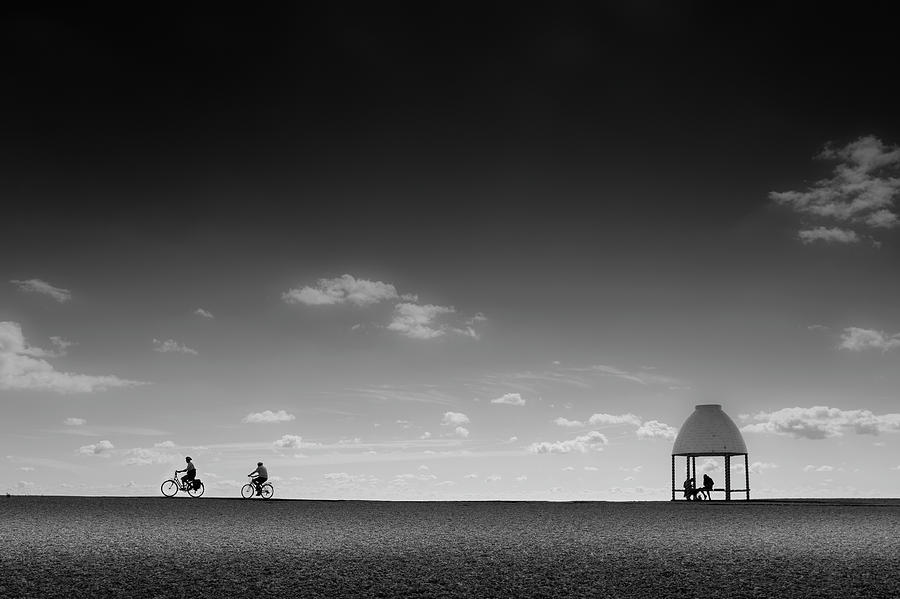 Black And White Photograph - Folkestone Beach Dome #1 by Ian Hufton