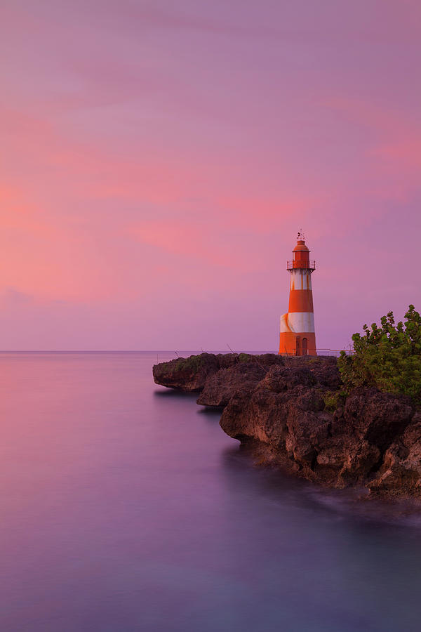 Sunset Photograph - Folly Point Lighthouse, Port Antonio #1 by Douglas Pearson