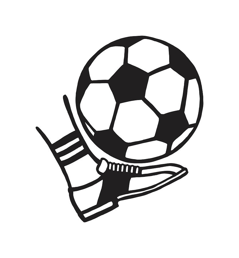 soccer ball black and white drawing