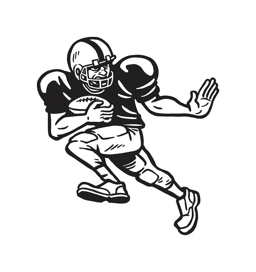 Football Player Running With Football Drawing by CSA Images | Fine Art ...