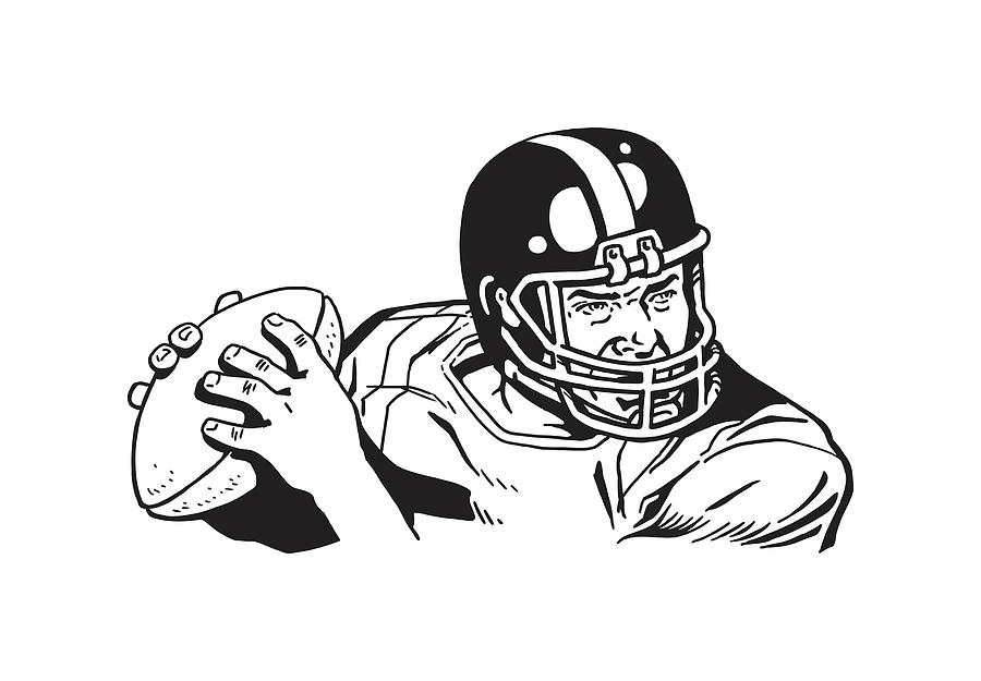 Football Quarterback Drawing by CSA Images Fine Art America