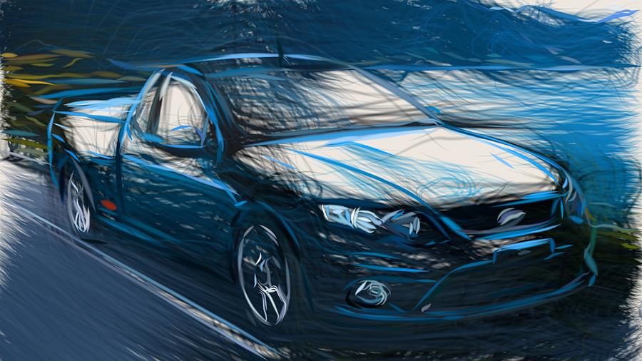 Ford Falcon XR8 Ute Draw #1 Digital Art by CarsToon Concept
