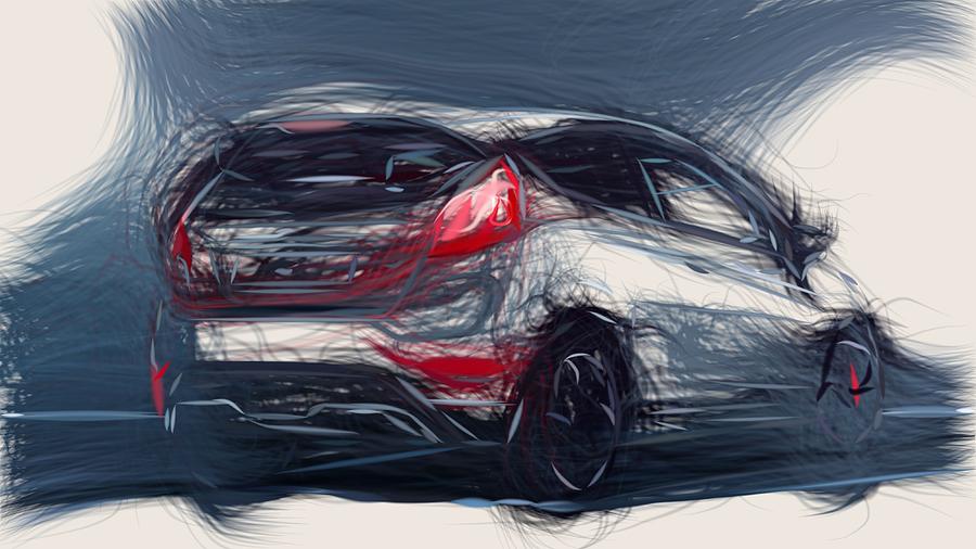 Ford Fiesta ST200 Drawing #2 Digital Art by CarsToon Concept