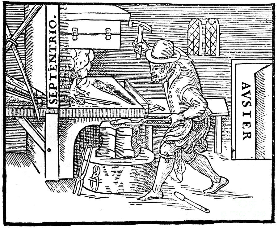 Forging A Magnet, 1600 #1 Drawing by Print Collector