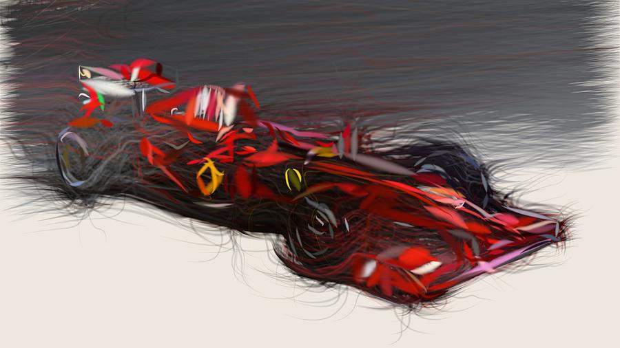 Formula1 Ferrari F60 Draw Digital Art by CarsToon Concept | Fine Art ...