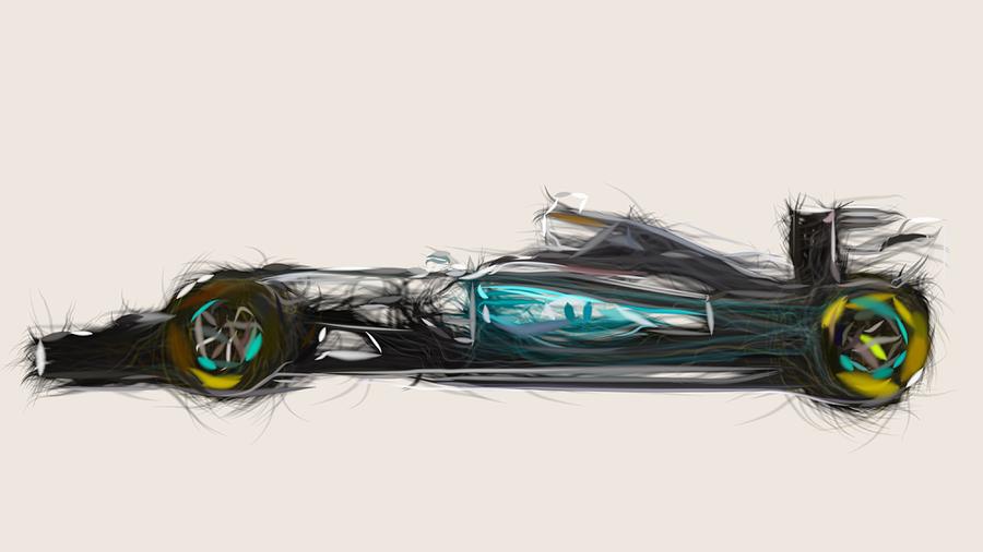Formula1 Mercedes AMG F1 W06 Draw #1 Digital Art by CarsToon Concept