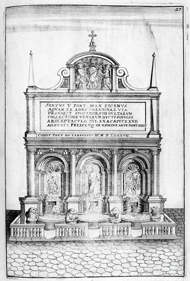Fountain Design, 1664. Artist Georg #1 Drawing by Print Collector
