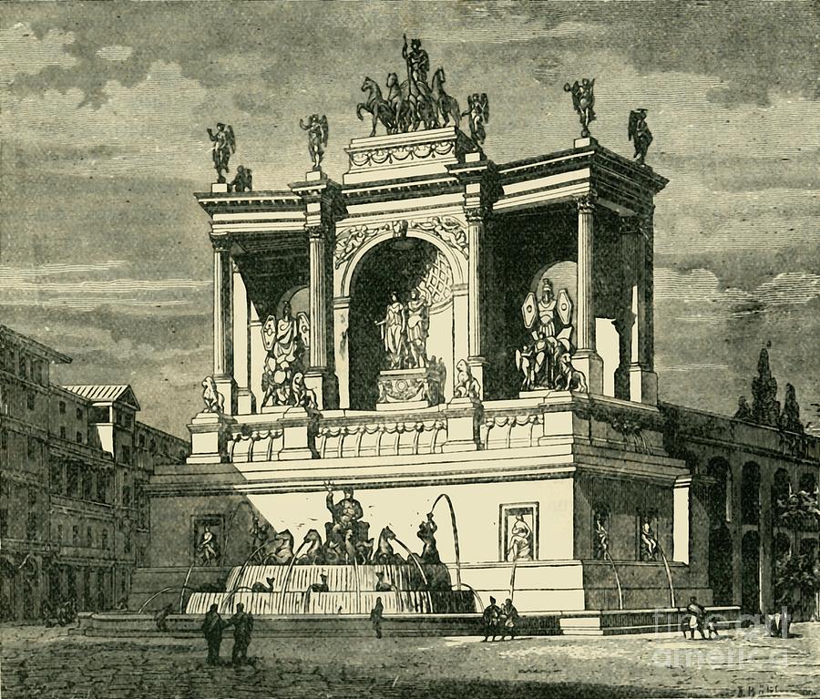 Fountain Of Alexander Severus #1 Drawing by Print Collector