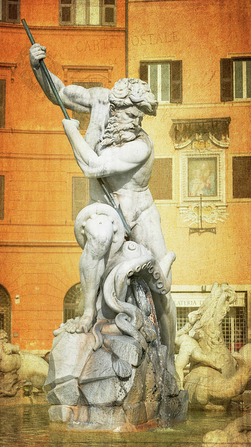 Fountain of Neptune Rome Italy II Photograph by Joan Carroll