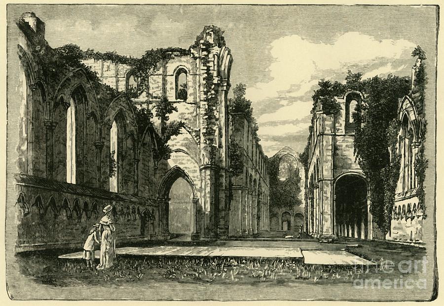 Fountains Abbey #1 Drawing by Print Collector