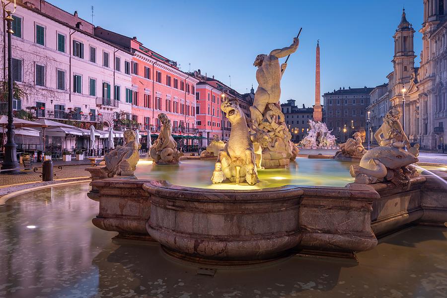 Architecture Photograph - Fountains In Piazza Navona In Rome #1 by Sean Pavone
