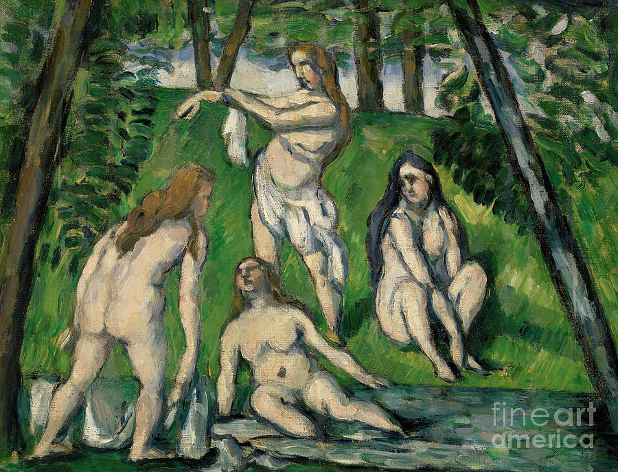 Four Bathers Painting by Paul Cezanne
