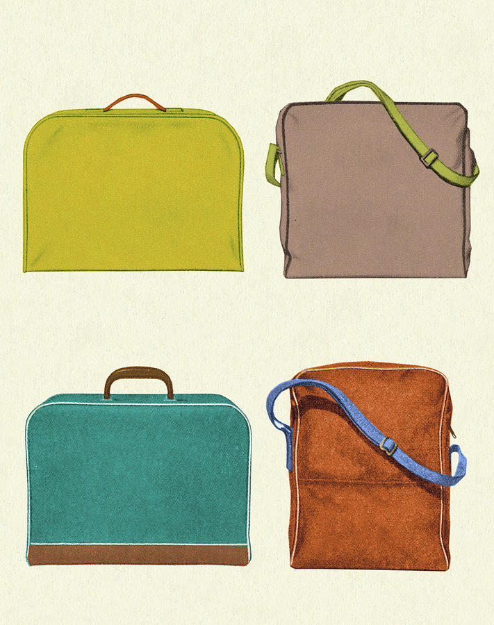 Vintage Drawing - Four Various Tote Bags #1 by CSA Images