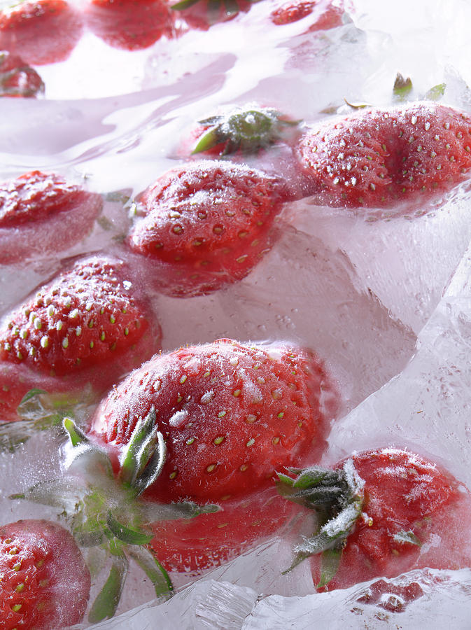 Ice Cream Photograph - Fraise Dans La Glace Strawberries In Ice #1 by Studio - Photocuisine