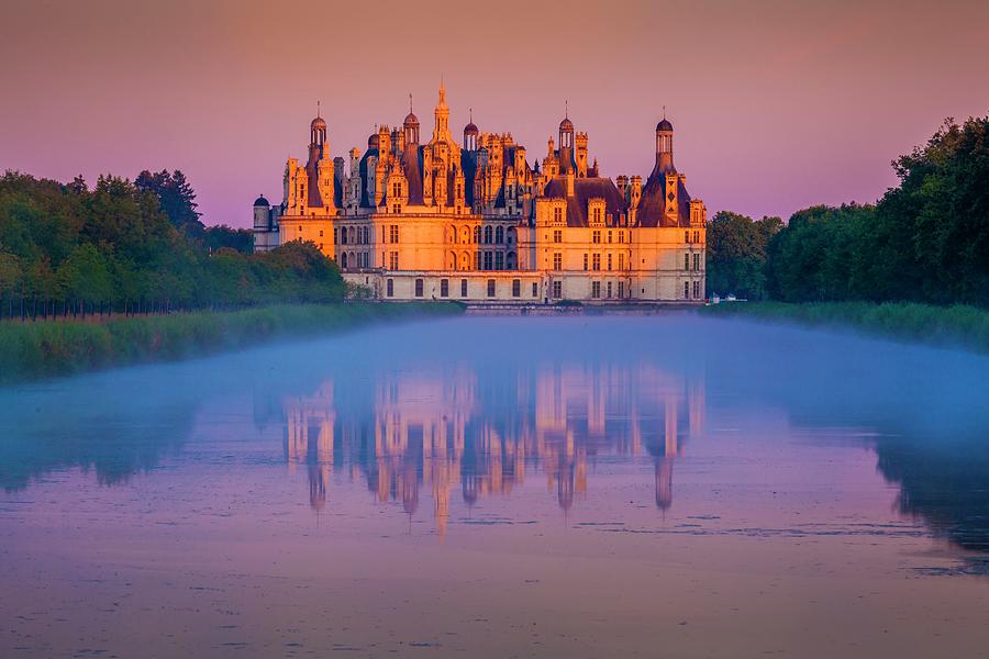 France, Centre, Loire Valley, Loir-et-cher, Chambord Castle, Castle At Dawn #1 Digital Art by Olimpio Fantuz