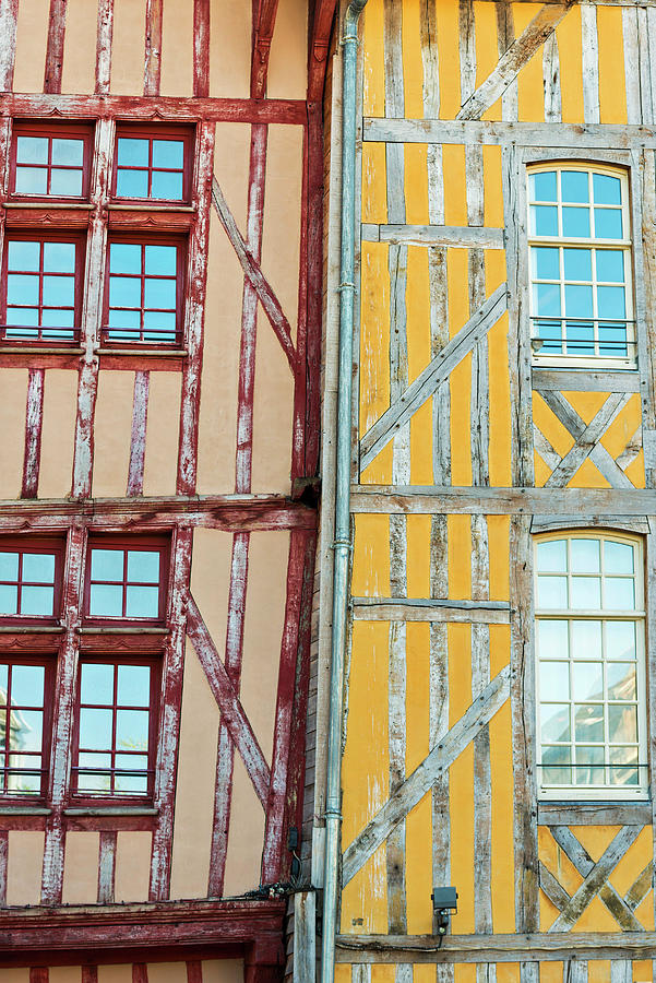 France, Grand Est, Troyes, Champagne, Lm60, Half Timbered Houses In The Medieval Old Town #1 Digital Art by Jordan Banks