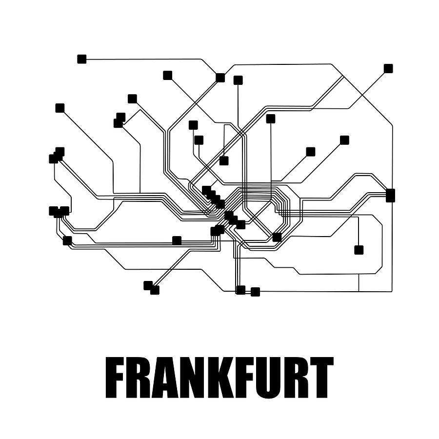 Frankfurt Digital Art - Frankfurt White Subway Map by Naxart Studio Frankfurt Digital Art - Frankfurt White Subway Map by Naxart Studio