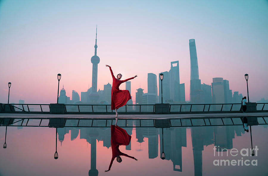 Free Ballet Woman Dancing At Shanghai #1 Photograph by Yaorusheng