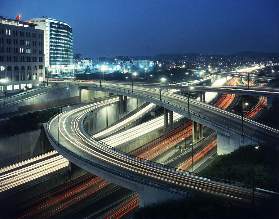 Transportation Photograph - Freeways At Night #1 by Ralph Crane