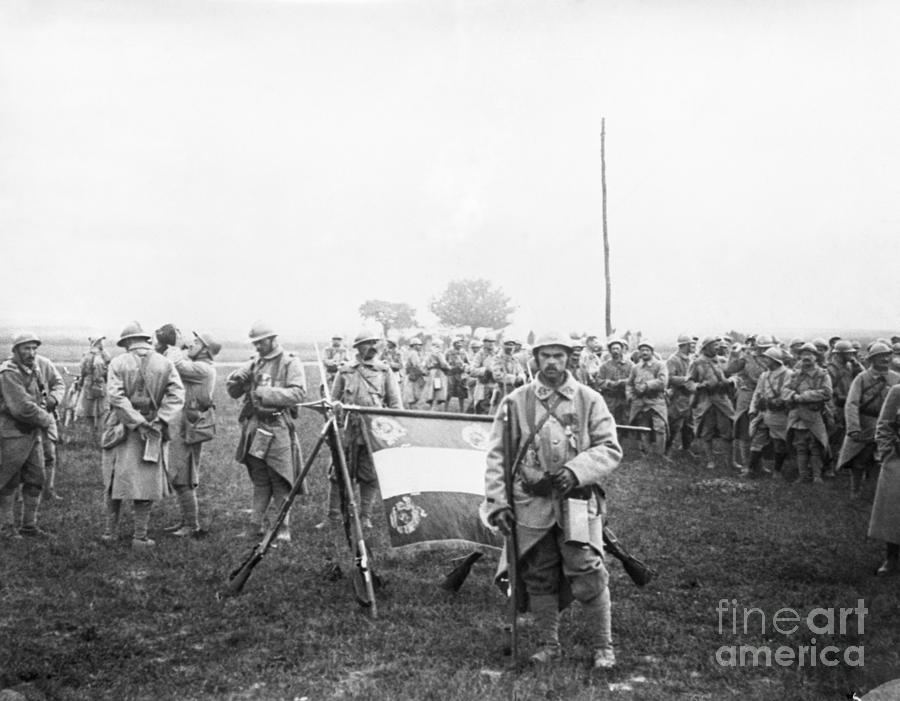 French Flag Bearer With His Comrades #1 Photograph by Bettmann