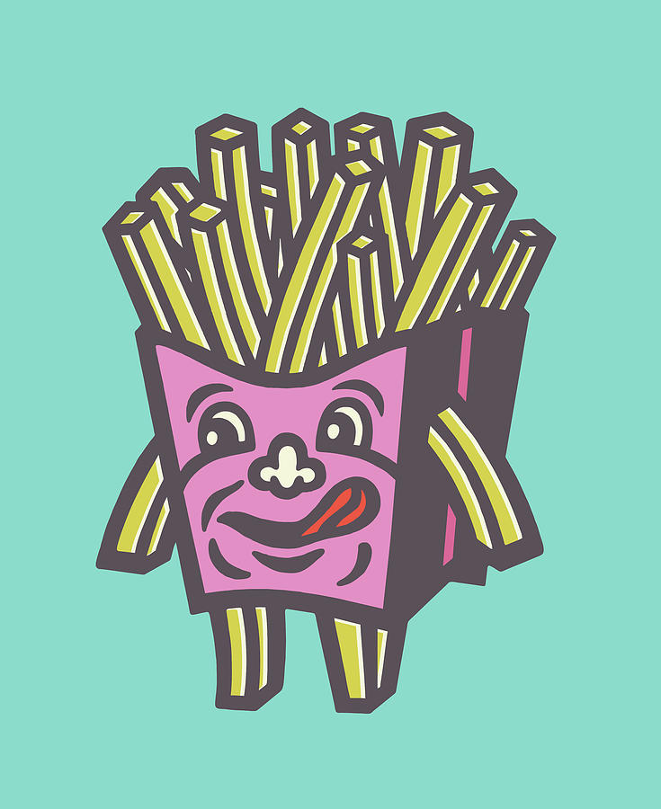 Vintage Drawing - French Fries Character #1 by CSA Images