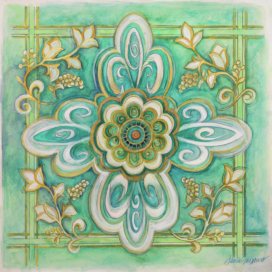Pattern Mixed Media - French Medallion II #1 by Janice Gaynor