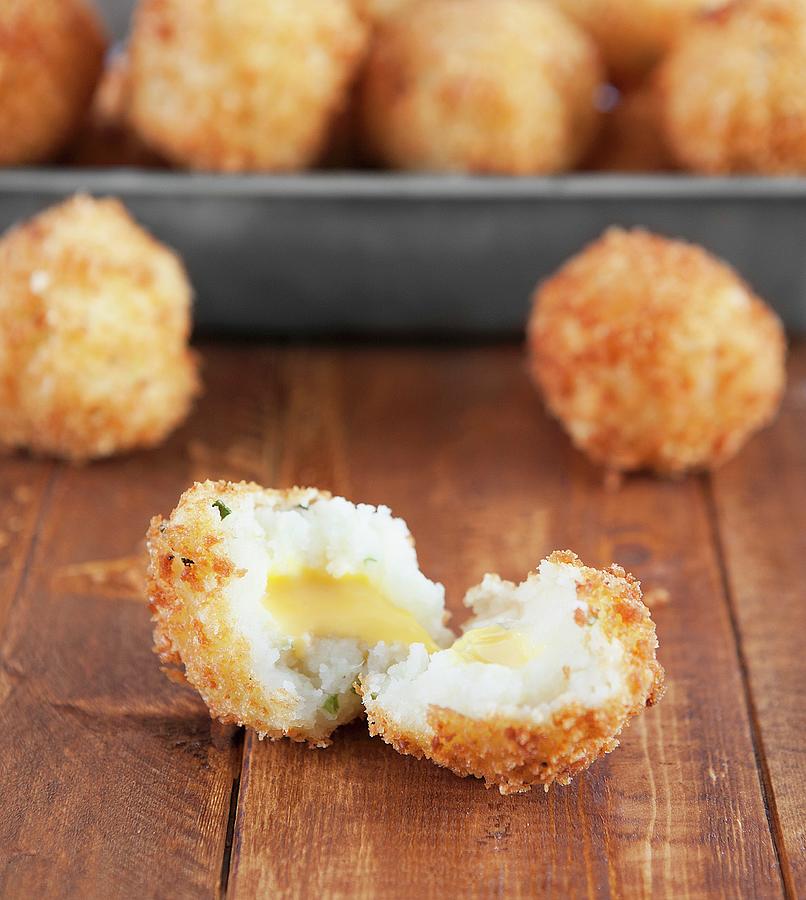 Fried Potato Balls Filled With Cheese usa #1 Photograph by Blooming Bites Photography
