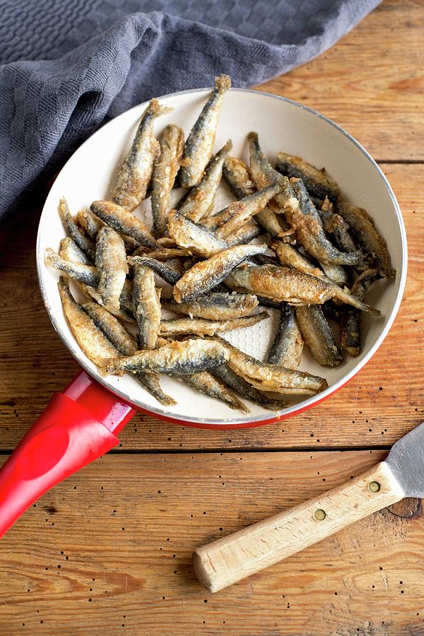 Fried Smelts In A Pan #1 Photograph by Claudia Timmann