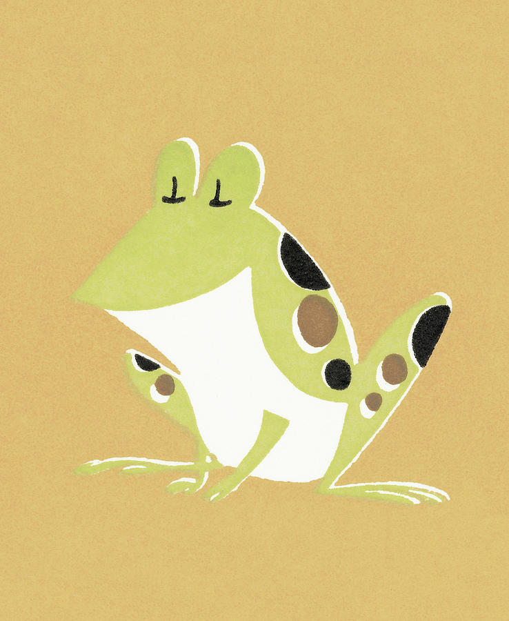 Vintage Drawing - Frog #1 by CSA Images
