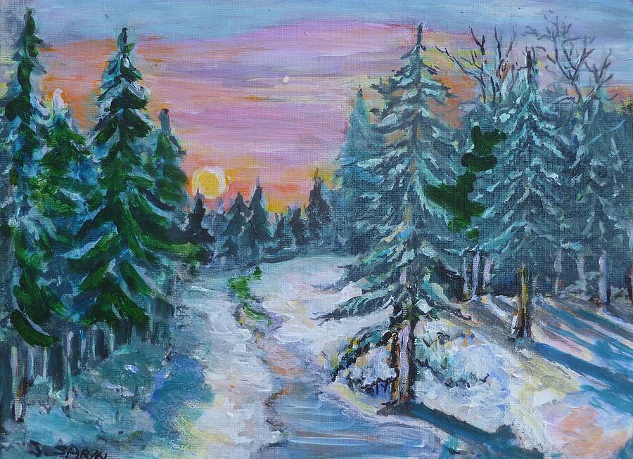 Frozen stream #1 Painting by Saga Sabin