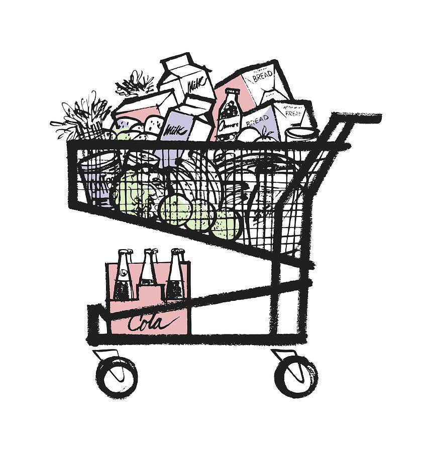 full grocery cart clipart