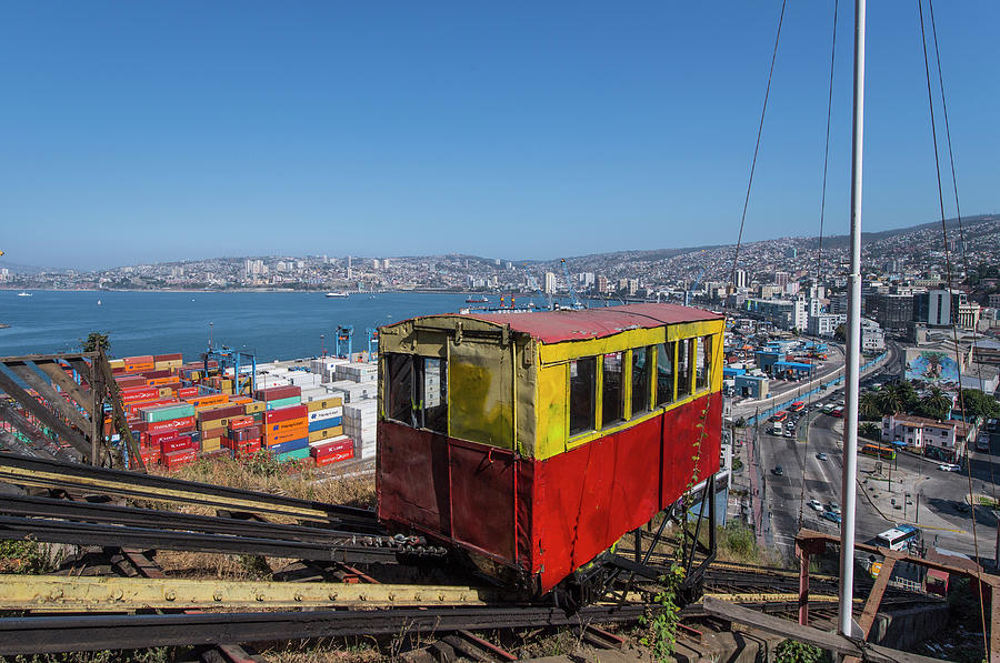 Funicular On Mountainside, Valparaiso, Chile Photograph by Cavan Images ...