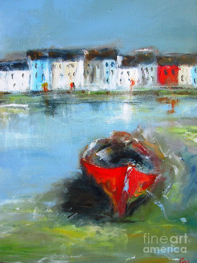 Galway City Ireland Semi Abstract Paintings Painting by Mary Cahalan Lee - aka PIXI