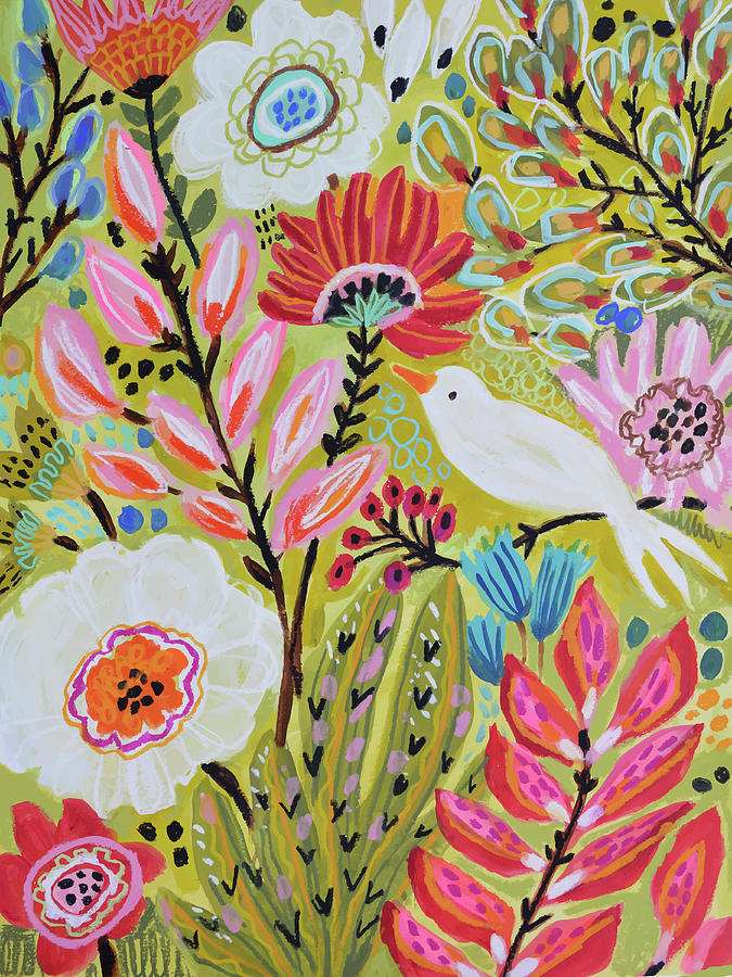 Garden Birds Ii Painting By Karen Fields Fine Art America