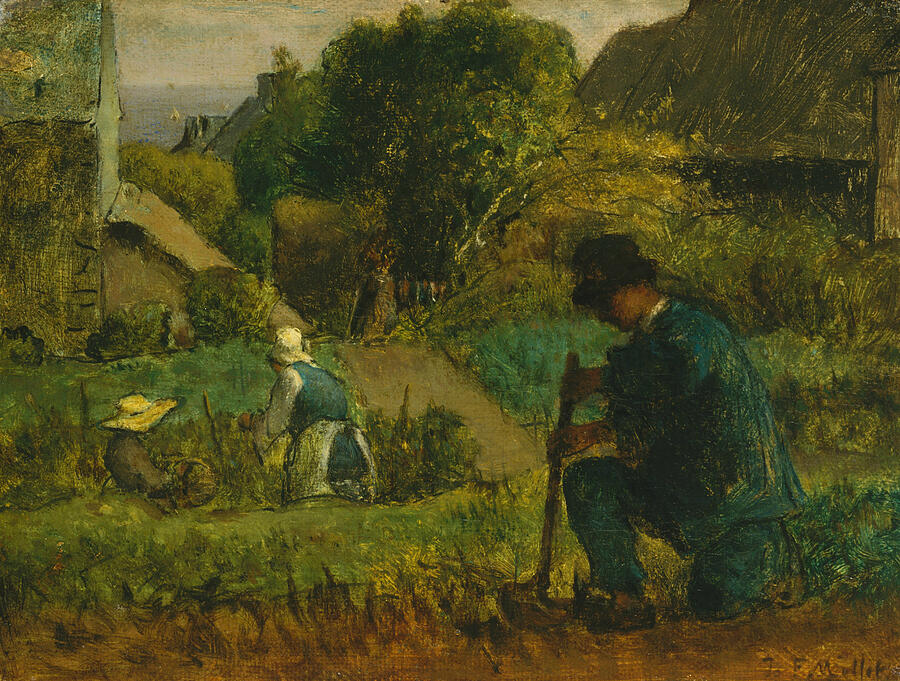 Garden Scene by Jean-Francois Millet Garden Scene by Jean-Francois Millet