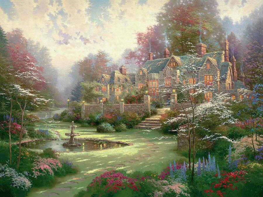 Gardens Beyond Spring Gate #1 Painting by Thomas Kinkade - Fine Art America