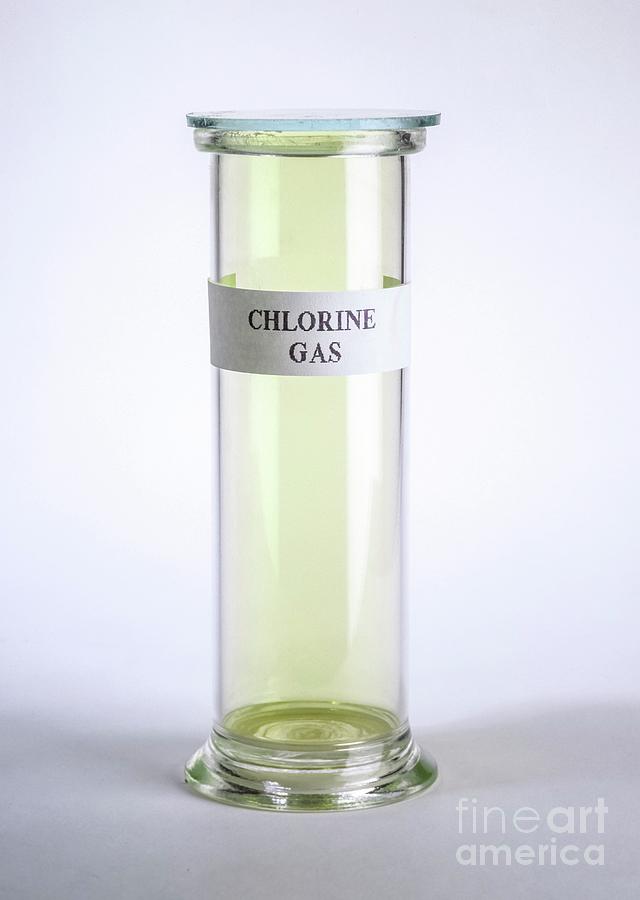 Gas Jar Of Chlorine Gas #1 Photograph by Martyn F. Chillmaid/science Photo Library