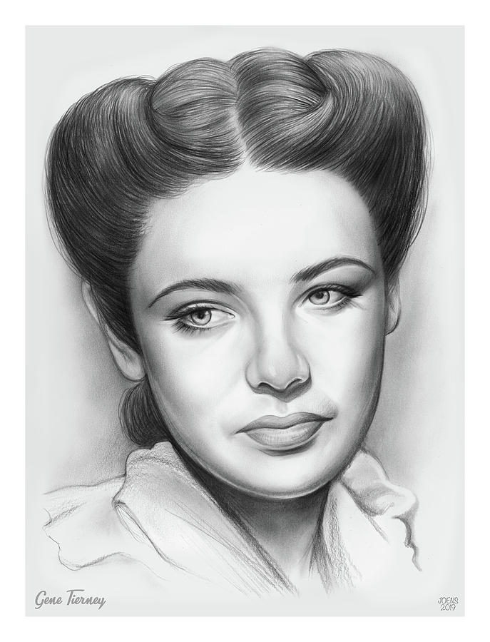 Gene Tierney Drawing - Gene Tierney by Greg Joens Gene Tierney Drawing - Gene Tierney by Greg Joens